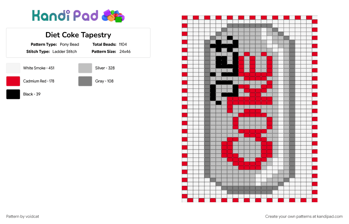 Diet Coke Tapestry - Pony Bead Pattern by voidcat on Kandi Pad - beige
