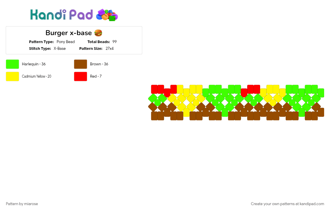 Burger x-base 🍔 - Pony Bead Pattern by miarose on Kandi Pad - 