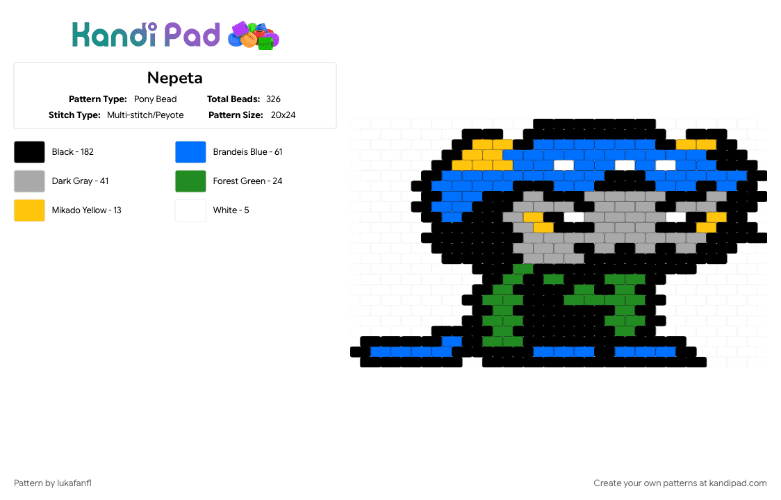 Nepeta - Pony Bead Pattern by lukafanfl on Kandi Pad - beige, black, blue