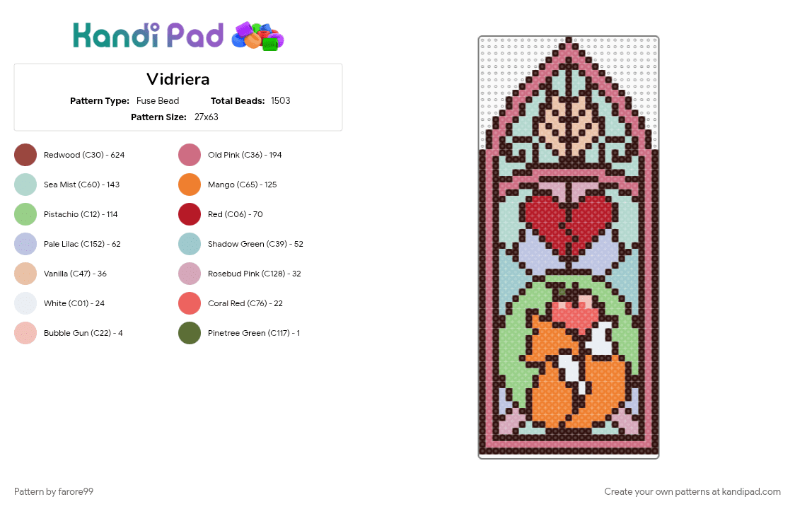 Stained glass Once Upon a Broken heart - Fuse Bead Pattern by farore99 on Kandi Pad - apple, book, brown, fox, heart, light blue, love, ouabh, pink