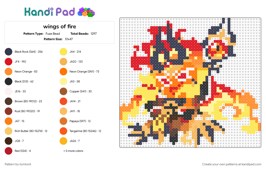 wings of fire - Fuse Bead Pattern by tomtord on Kandi Pad - 