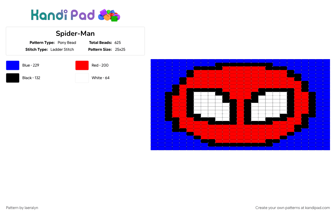 Spider-Man - Pony Bead Pattern by laeralyn on Kandi Pad - purple, red