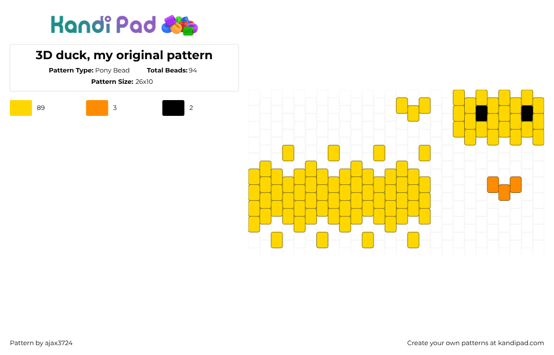 3D duck, my original pattern - Pony Bead Pattern by ajax_3724 on Kandi Pad - yellow