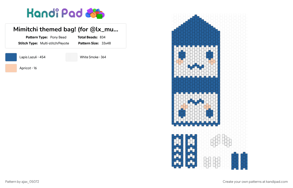 Mimitchi themed bag! (for @lx_mushroom) - Pony Bead Pattern by ajax_05072 on Kandi Pad - blue