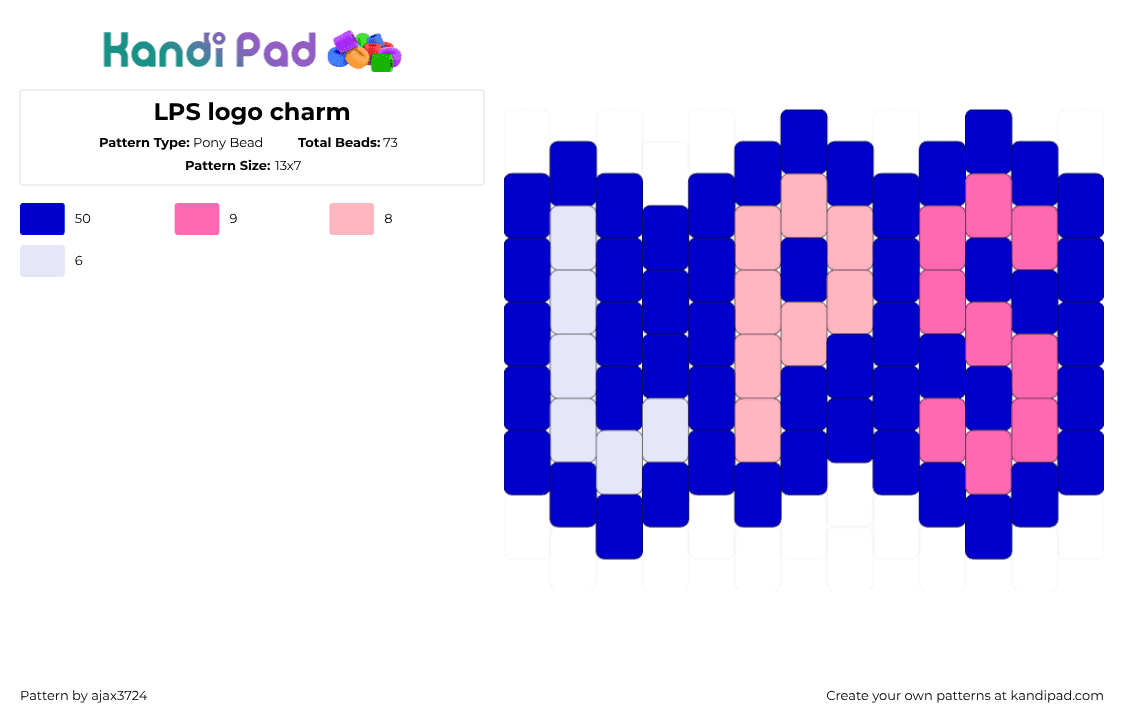 LPS logo charm - Pony Bead Pattern by ajax_3724 on Kandi Pad - purple