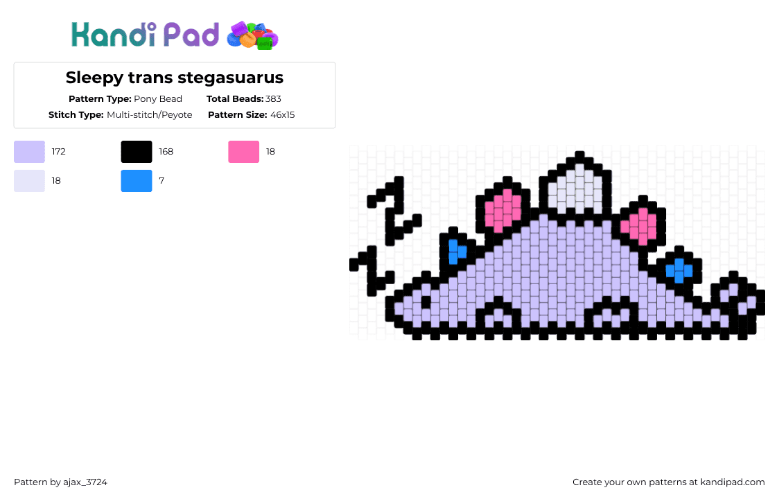 Sleepy trans stegasuarus - Pony Bead Pattern by ajax_3724 on Kandi Pad - pink