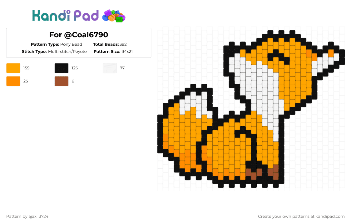 For @Coal6790 - Pony Bead Pattern by ajax_05072 on Kandi Pad - orange