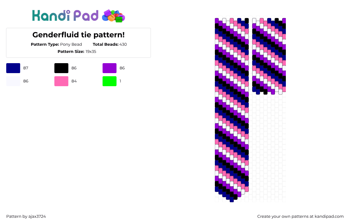 Genderfluid tie pattern! - Pony Bead Pattern by ajax3724 on Kandi Pad - 