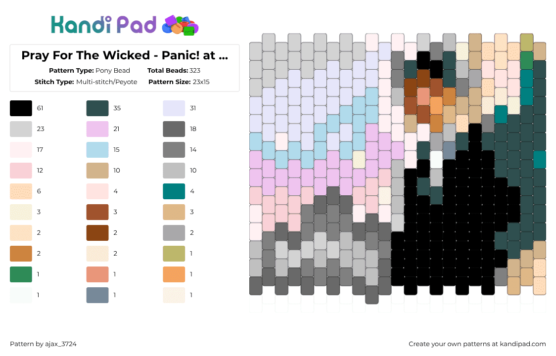 Pray For The Wicked - Panic! at the disco album cover - Pony Bead Pattern by ajax_3724 on Kandi Pad - 