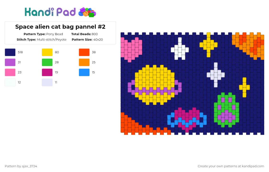 Space alien cat bag pannel #2 - Pony Bead Pattern by ajax_3724 on Kandi Pad - purple,cat,space,alien,bag,ajax3724