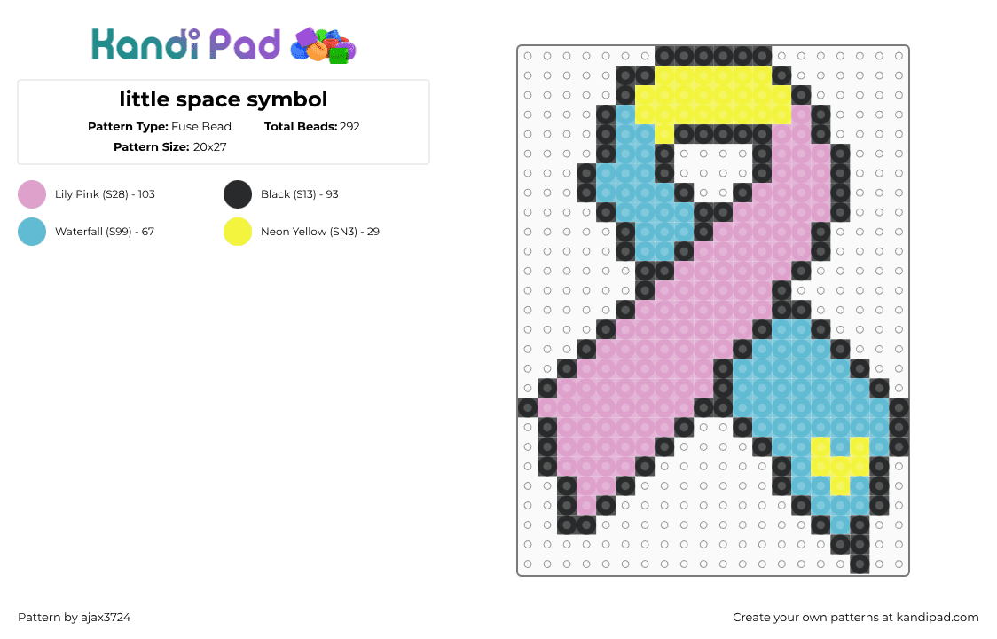 little space symbol - Fuse Bead Pattern by ajax_3724 on Kandi Pad - pink,light blue