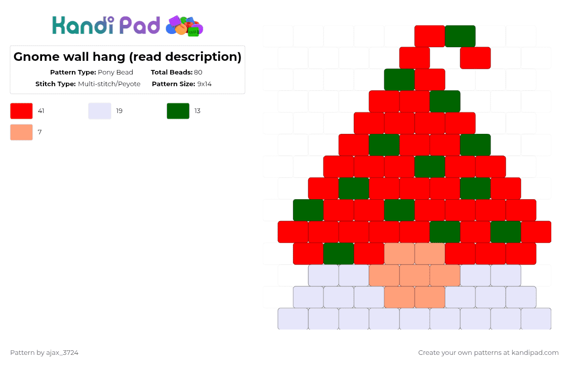 Gnome wall hang (read description) Pony Bead Pattern - Kandi Pad ...