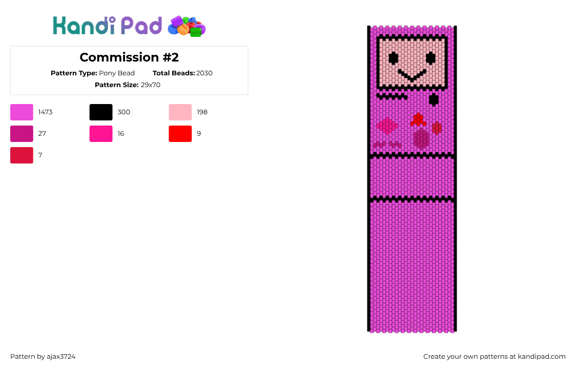 Commission #2 - Pony Bead Pattern by ajax_3724 on Kandi Pad - pink