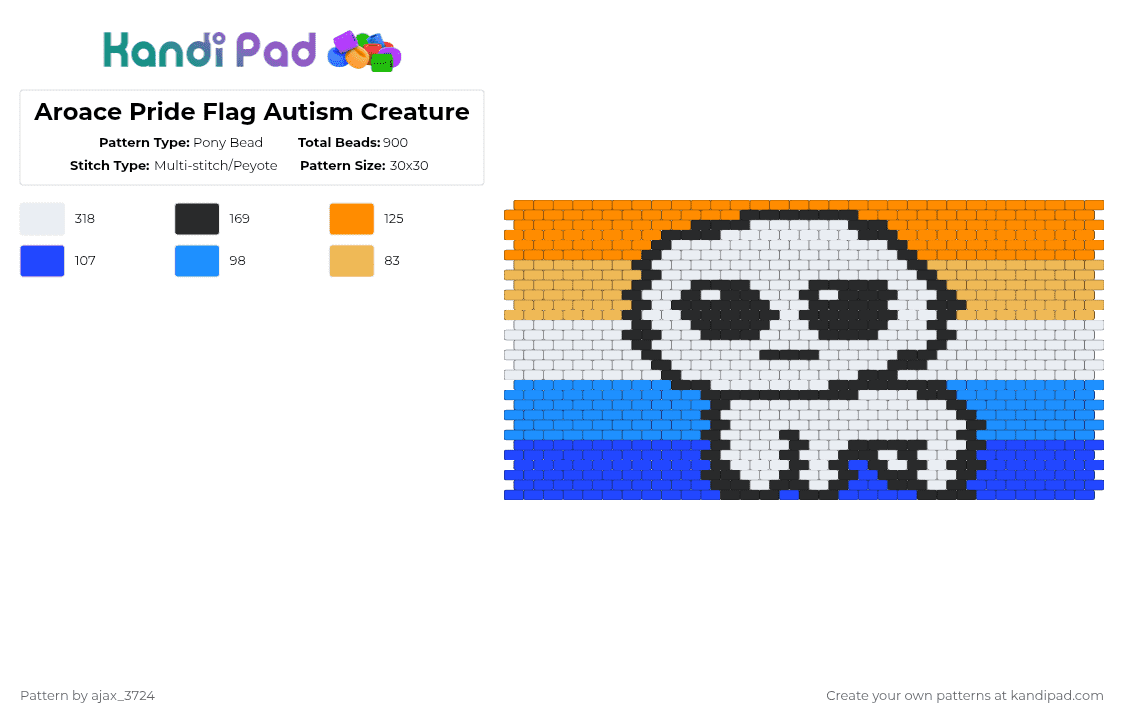 Aroace Pride Flag Autism Creature - Pony Bead Pattern by ajax_3724 on Kandi Pad - pride,autism,creature,queer