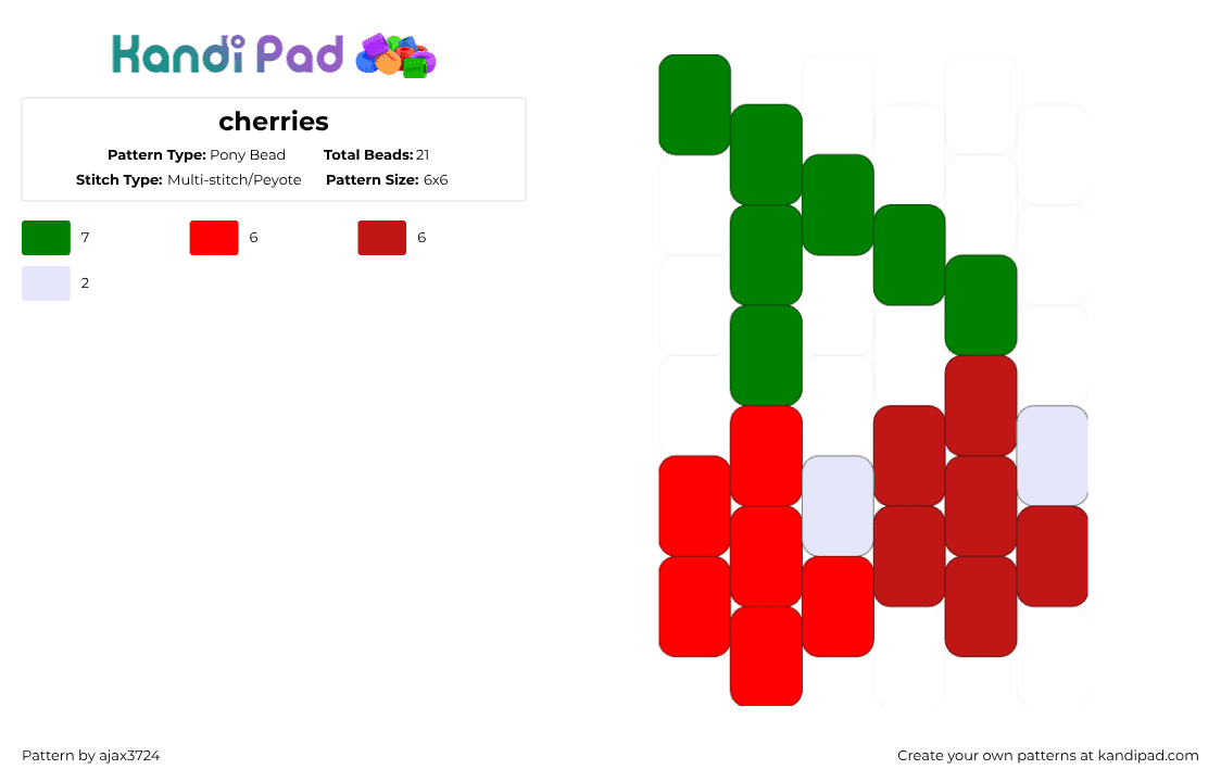 cherries - Pony Bead Pattern by ajax_3724 on Kandi Pad - red,green