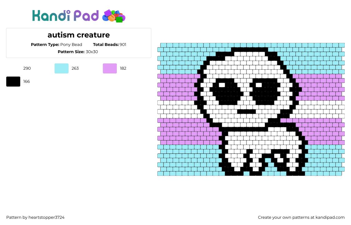 autism creature - Pony Bead Pattern by heartstopper3724 on Kandi Pad - tbh,autism,creature,trans,pride,flag,white,light blue,pink