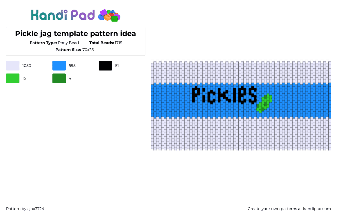 Pickle jag template pattern idea - Pony Bead Pattern by ajax_3724 on Kandi Pad - white,light blue