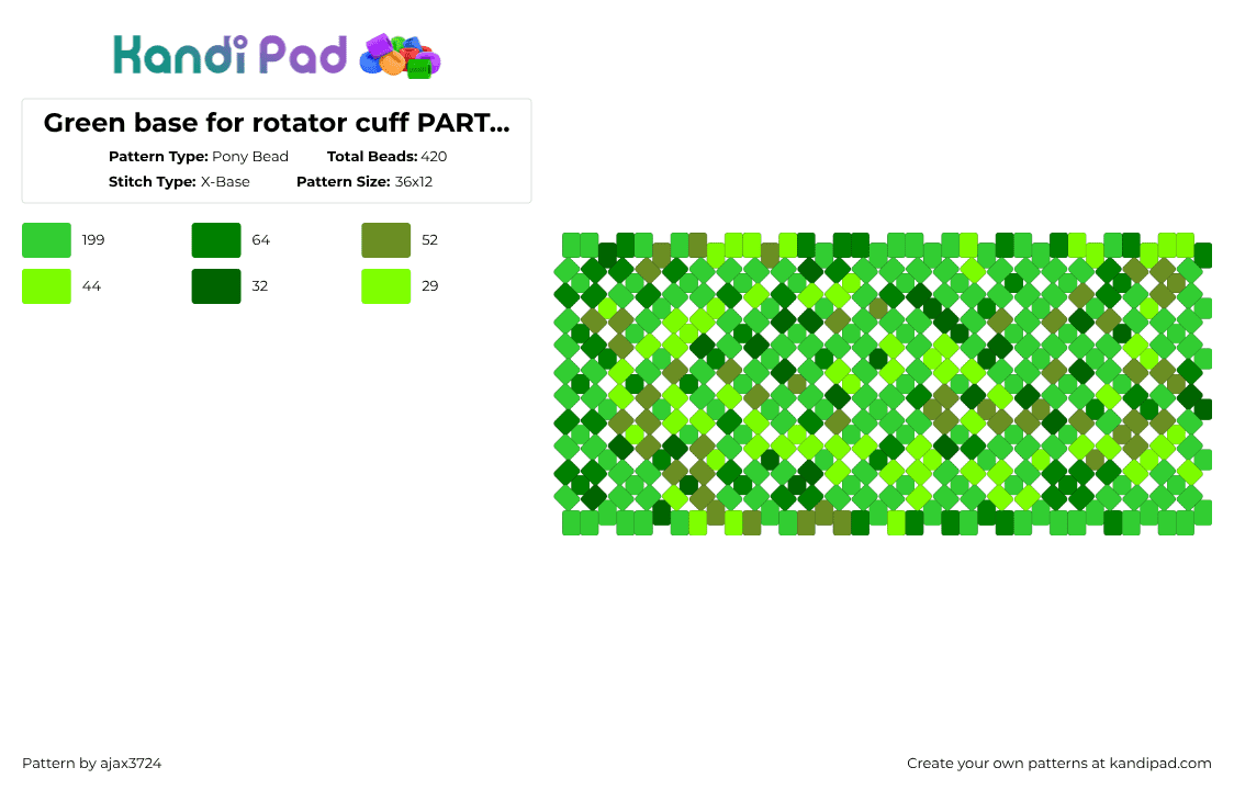 Green base for rotator cuff PART ONE - Pony Bead Pattern by ajax_3724 on Kandi Pad - green