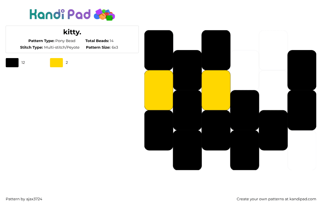 kitty. - Pony Bead Pattern by ajax_3724 on Kandi Pad - black