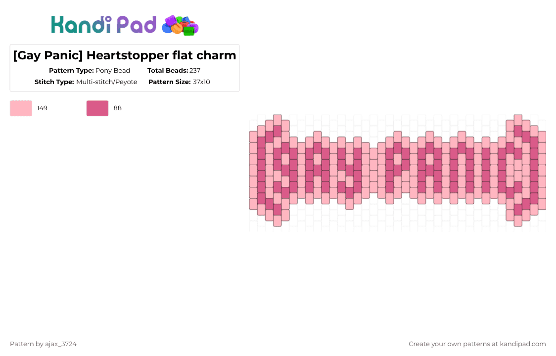 [Gay Panic] Heartstopper flat charm - Pony Bead Pattern by ajax_3724 on Kandi Pad - pink