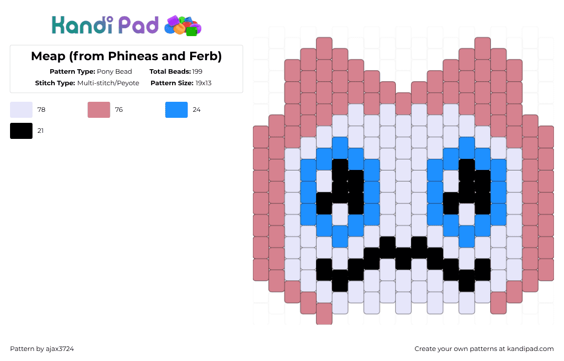 Meap (from Phineas and Ferb) - Pony Bead Pattern by ajax_3724 on Kandi Pad - pink