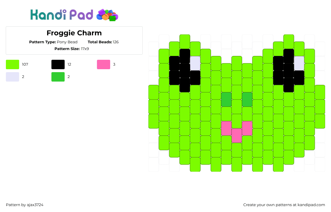 Froggie Charm - Pony Bead Pattern by ajax_3724 on Kandi Pad - green
