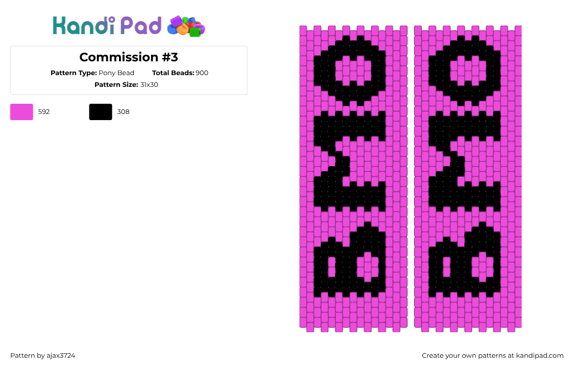 Commission #3 - Pony Bead Pattern by ajax_3724 on Kandi Pad - pink,black