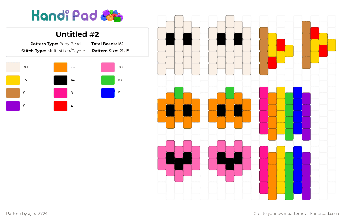 Untitled #2 - Pony Bead Pattern by ajax_05072 on Kandi Pad - orange,pink