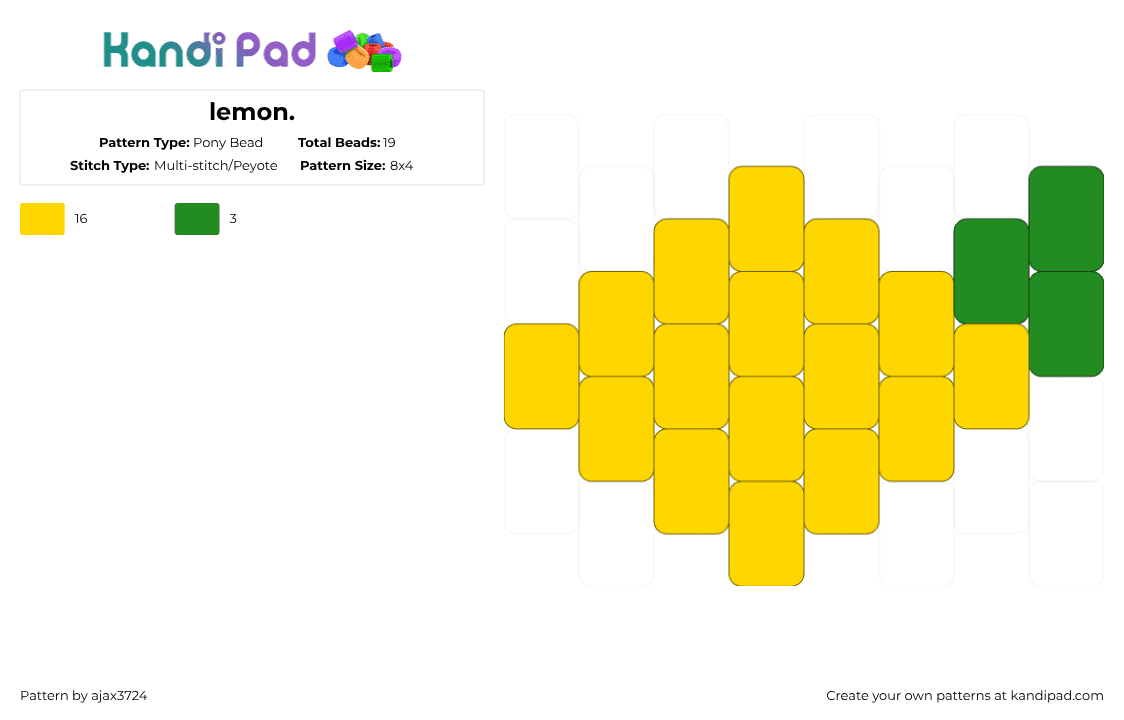 lemon. - Pony Bead Pattern by ajax_3724 on Kandi Pad - yellow