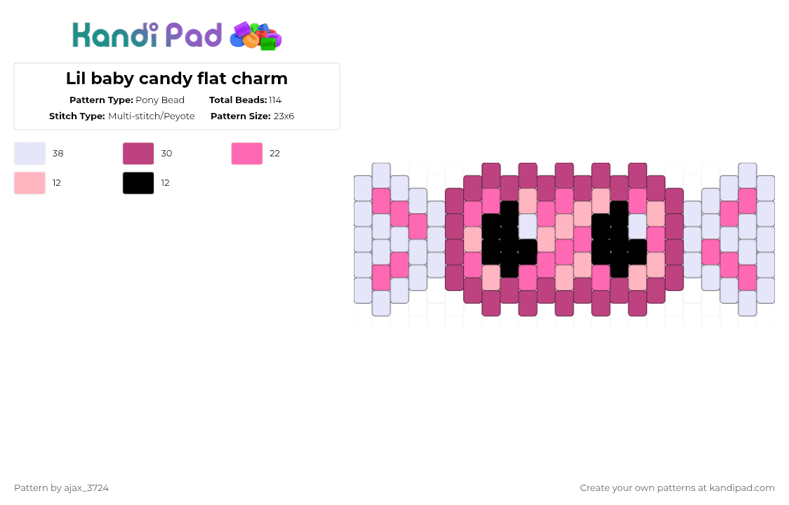 Lil baby candy flat charm - Pony Bead Pattern by ajax_3724 on Kandi Pad - pink,white