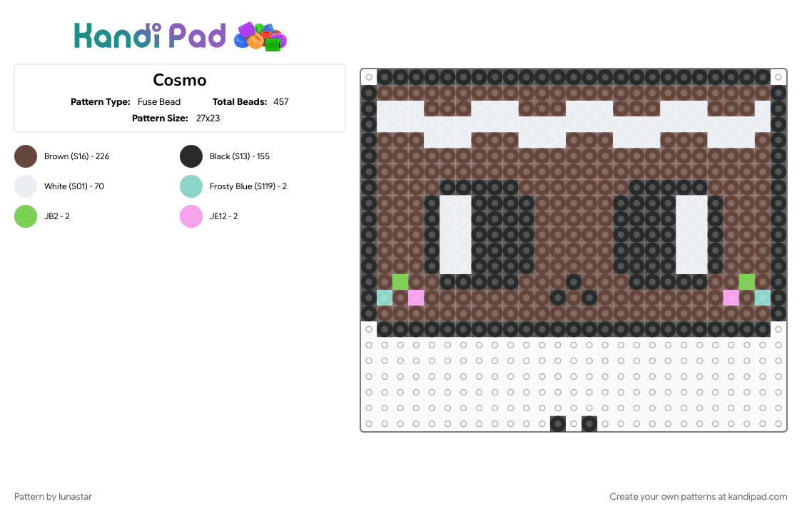 Cosmo - Fuse Bead Pattern by lunastar on Kandi Pad - brown