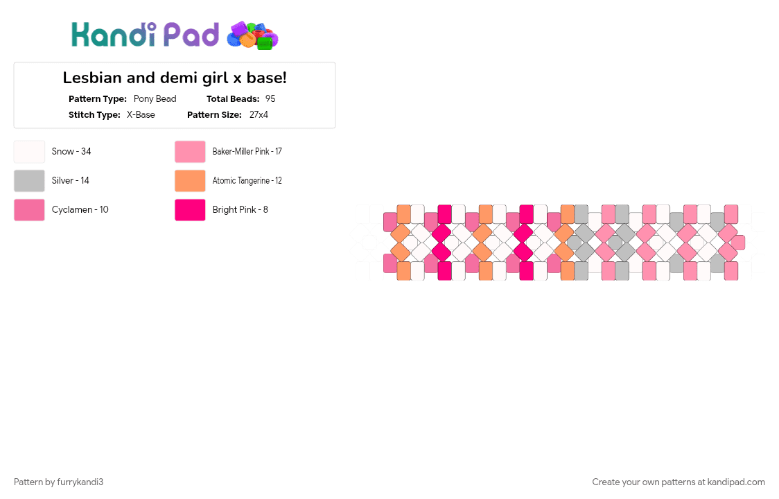 Lesbian and demi girl x base! - Pony Bead Pattern by furrykandi3 on Kandi Pad - pink