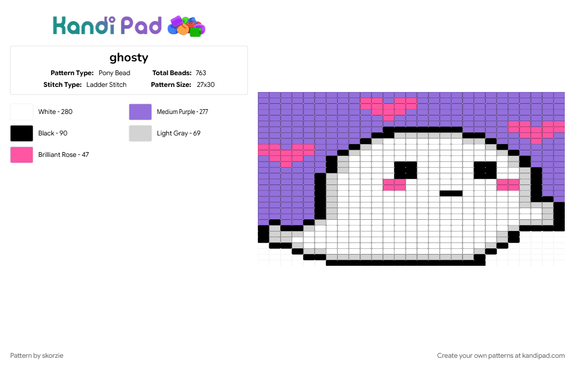 ghosty - Pony Bead Pattern by skorzie on Kandi Pad - purple