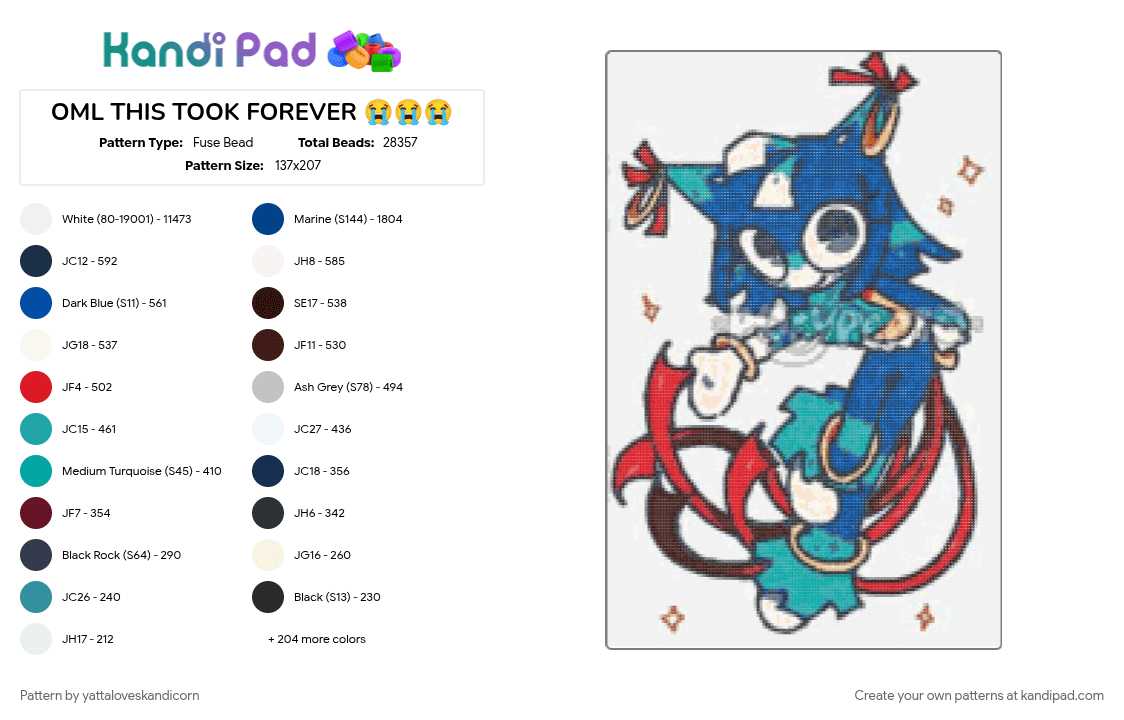 OML THIS TOOK FOREVER 😭😭😭 - Fuse Bead Pattern by yattaloveskandicorn on Kandi Pad - dandys world, poeypeto, yatta