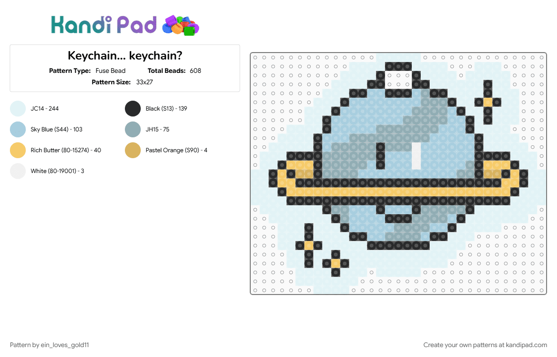 Keychain... keychain? - Fuse Bead Pattern by ein_loves_gold11 on Kandi Pad - keychain, light blue, object show, oc, osc, planet, rgb, saturn, space, white