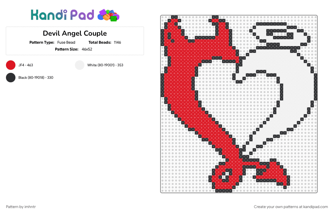 Devil Angel Couple - Fuse Bead Pattern by imhntr on Kandi Pad - 