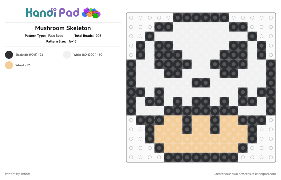 Mushroom Skeleton - Fuse Bead Pattern by imhntr on Kandi Pad - 