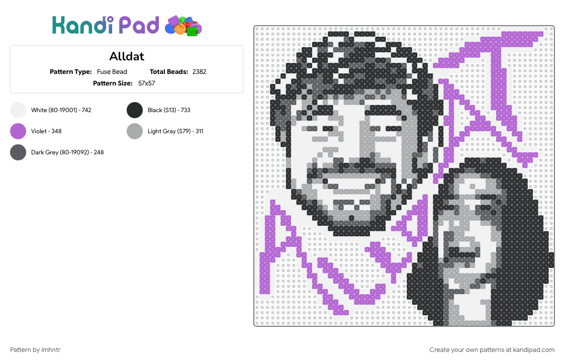 Alldat B2B - Fuse Bead Pattern by imhntr on Kandi Pad - alleycvt, crankdat, dj, edm, rave