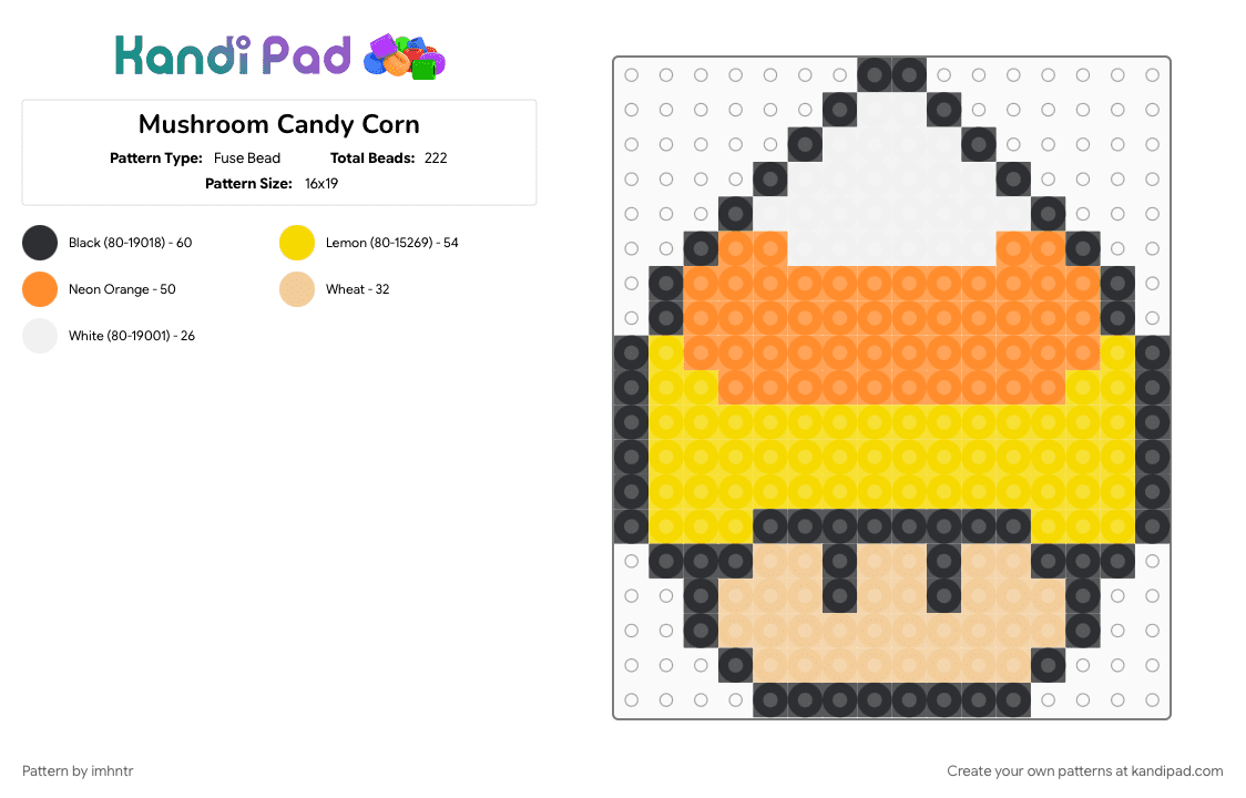 Mushroom Candy Corn - Fuse Bead Pattern by imhntr on Kandi Pad - 
