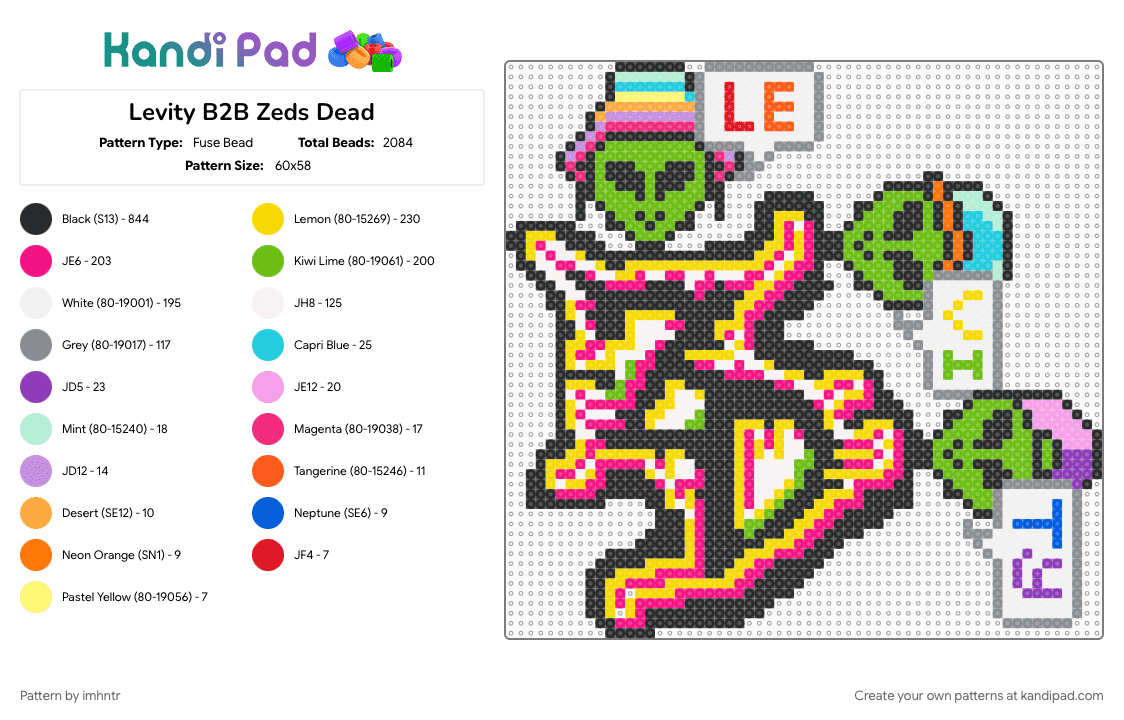 Zeds Dead B2B Levity - Fuse Bead Pattern by imhntr on Kandi Pad - dj, edm, levity, rave, zeds dead