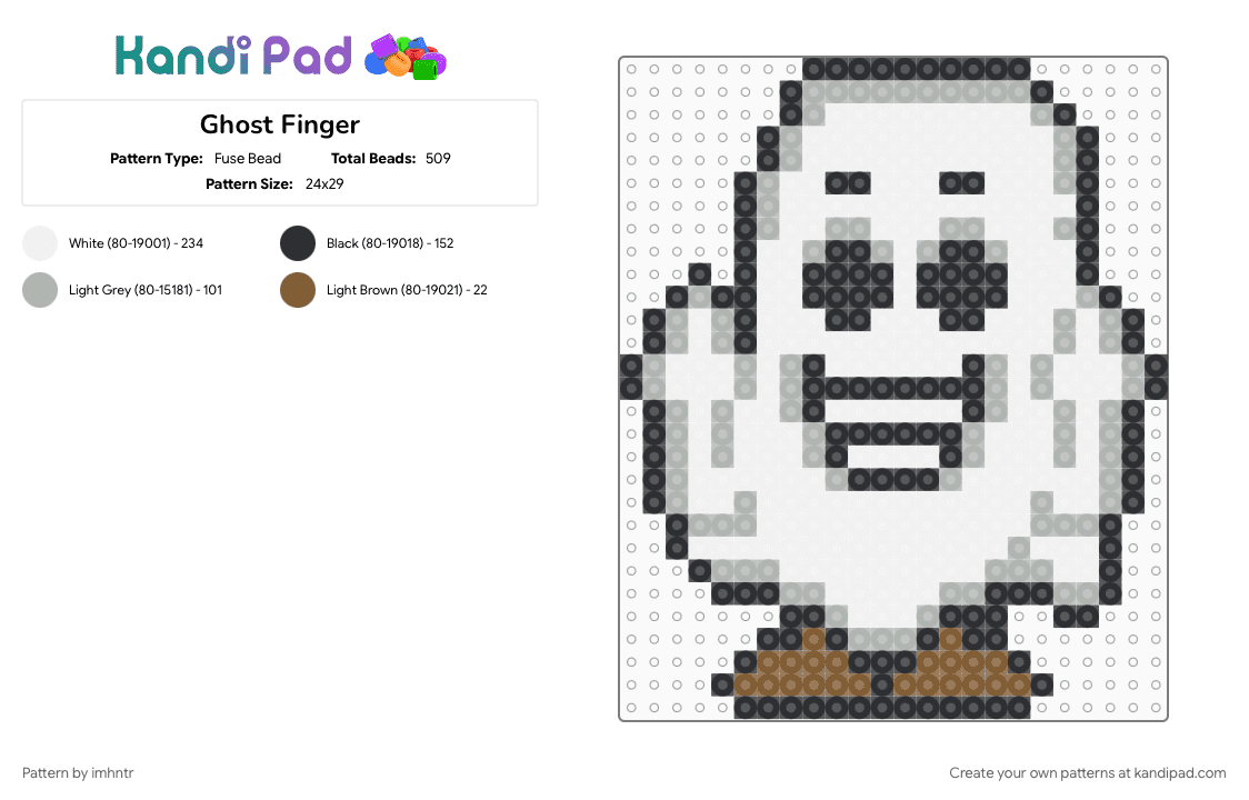 Richard Finger Ghost - Fuse Bead Pattern by imhntr on Kandi Pad - beige, edm, ghost, halloween, richard finger, white