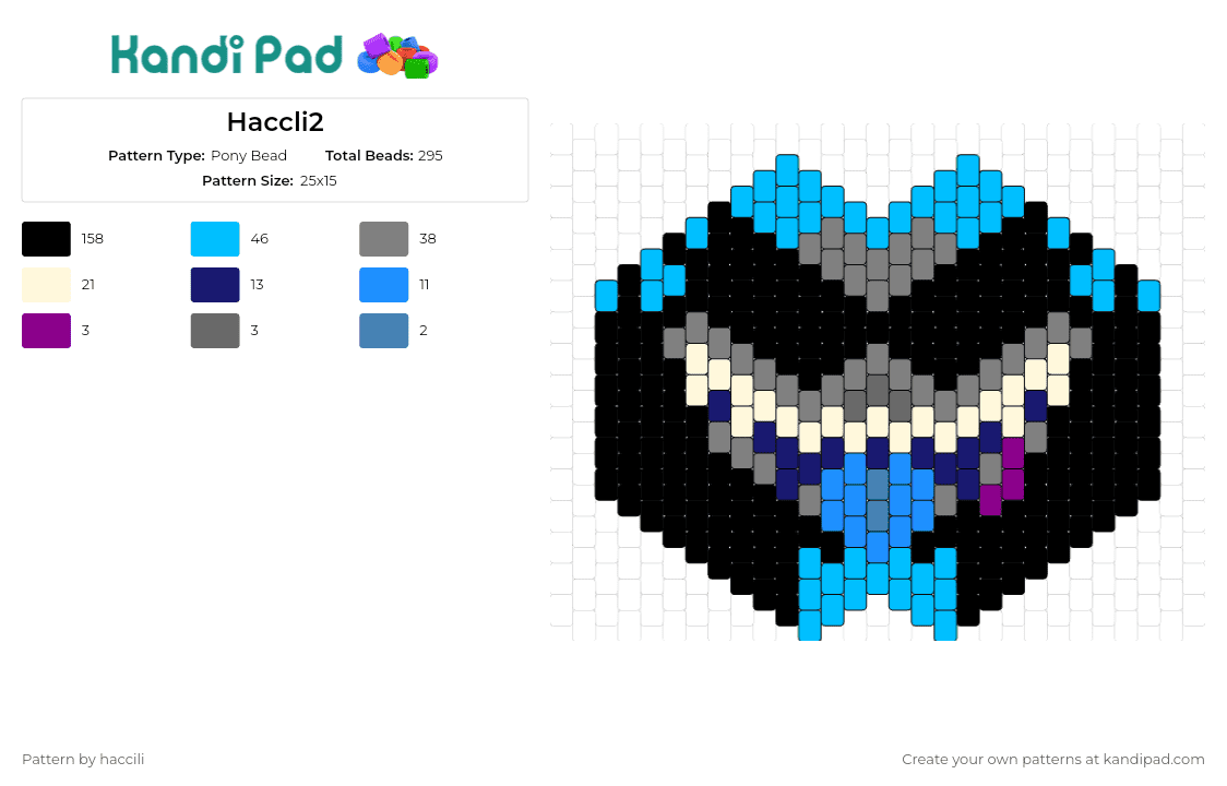 Haccli2 - Pony Bead Pattern by haccili on Kandi Pad - haccili,furry,mask,teeth,community,black,blue,light blue