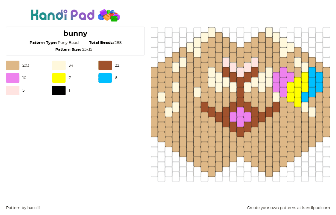 bunny - Pony Bead Pattern by haccili on Kandi Pad - bunny,rabbit,animal,mask,cute,tan