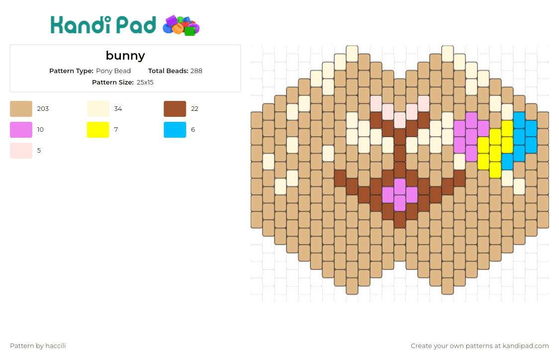 bunny - Pony Bead Pattern by haccili on Kandi Pad - bunny,rabbit,animal,mask,cute,tan