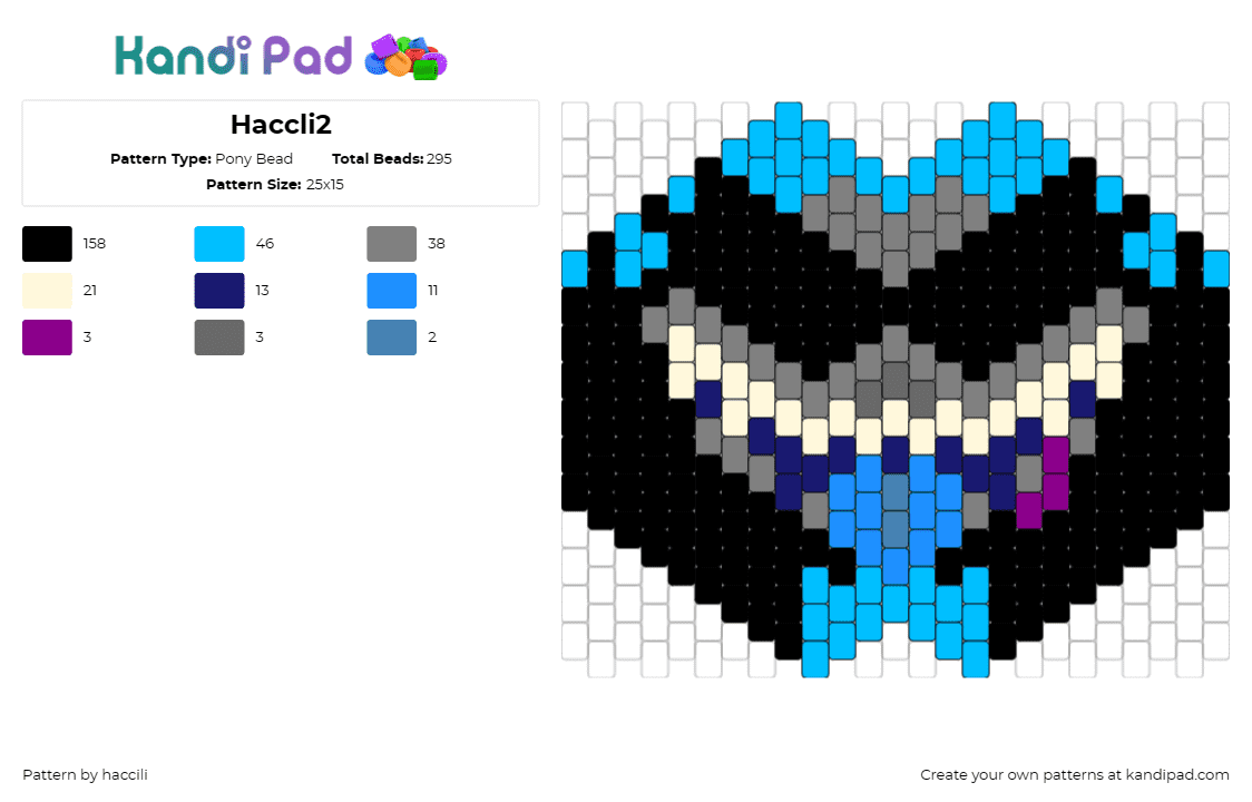 Haccli2 - Pony Bead Pattern by haccili on Kandi Pad - haccili,furry,mask,teeth,community,black,blue,light blue