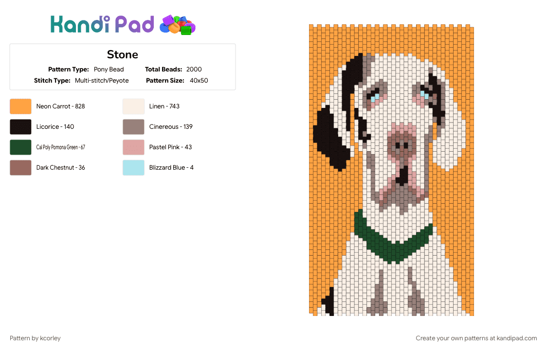 Stone - Pony Bead Pattern by kcorley on Kandi Pad - orange