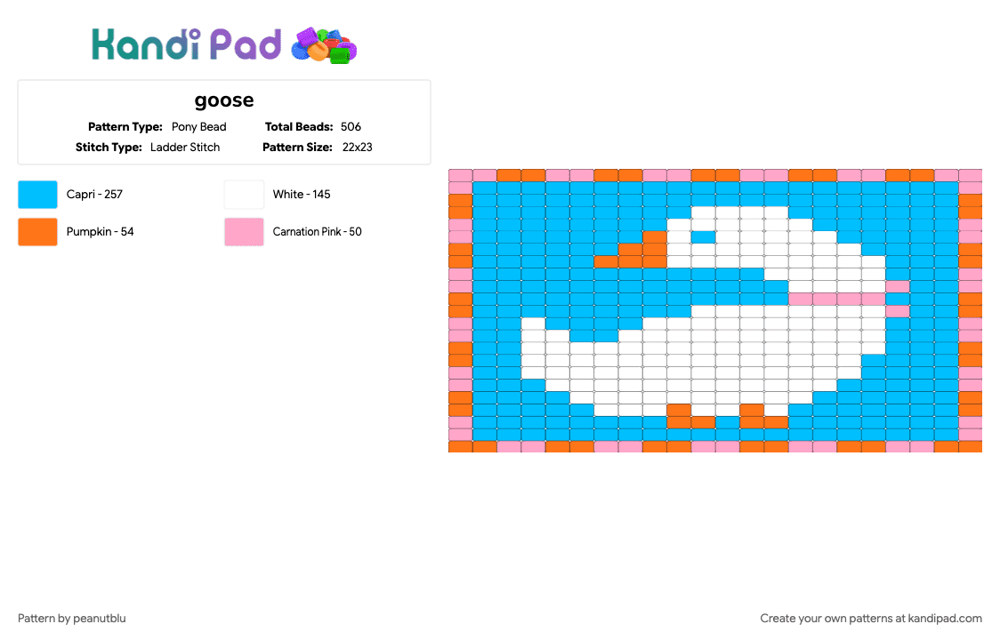 goose - Pony Bead Pattern by peanutblu on Kandi Pad - light blue
