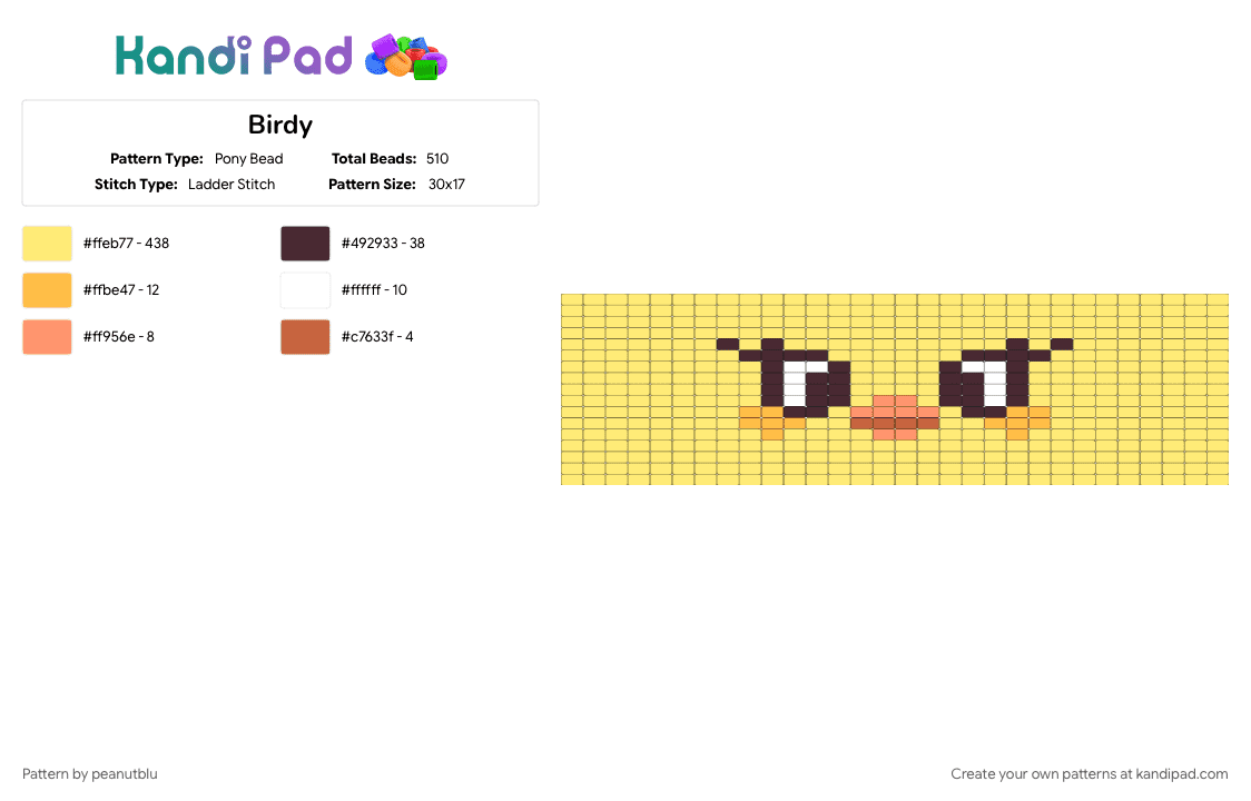 Birdy - Pony Bead Pattern by peanutblu on Kandi Pad - yellow