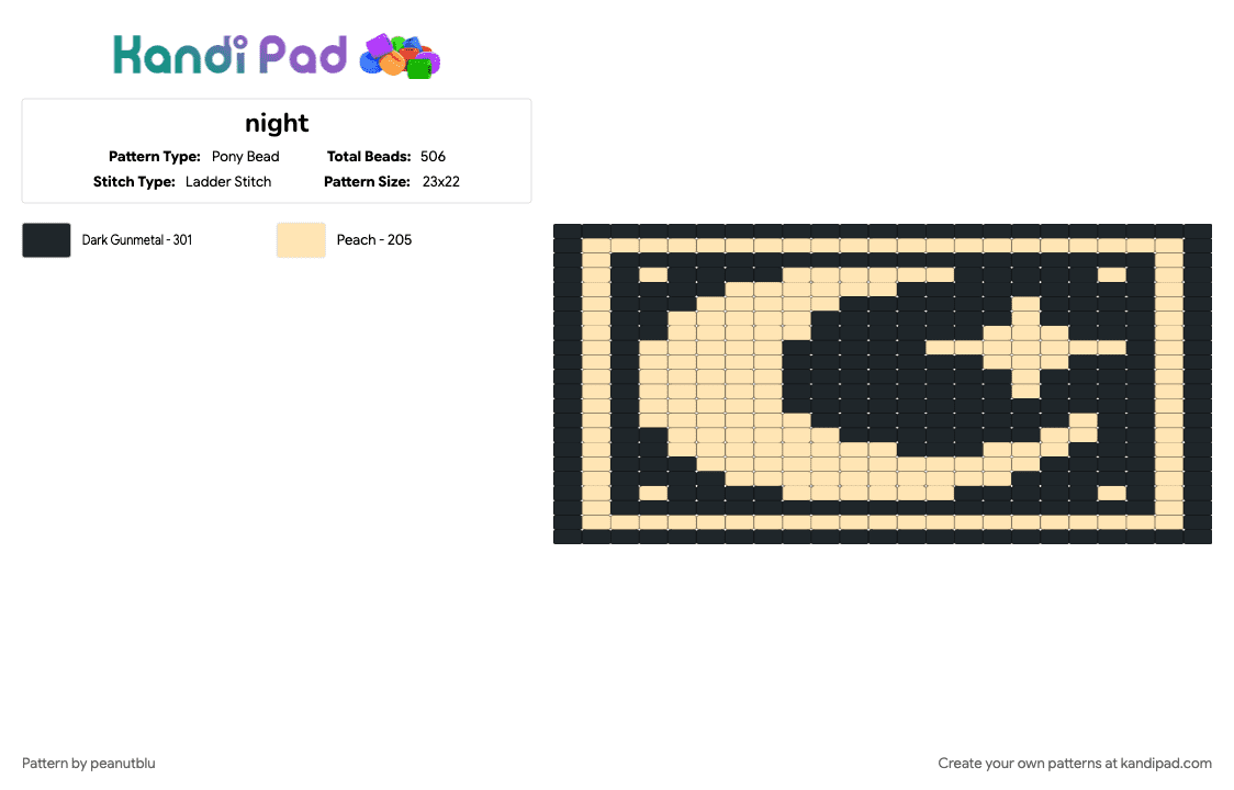 night - Pony Bead Pattern by peanutblu on Kandi Pad - beige, black