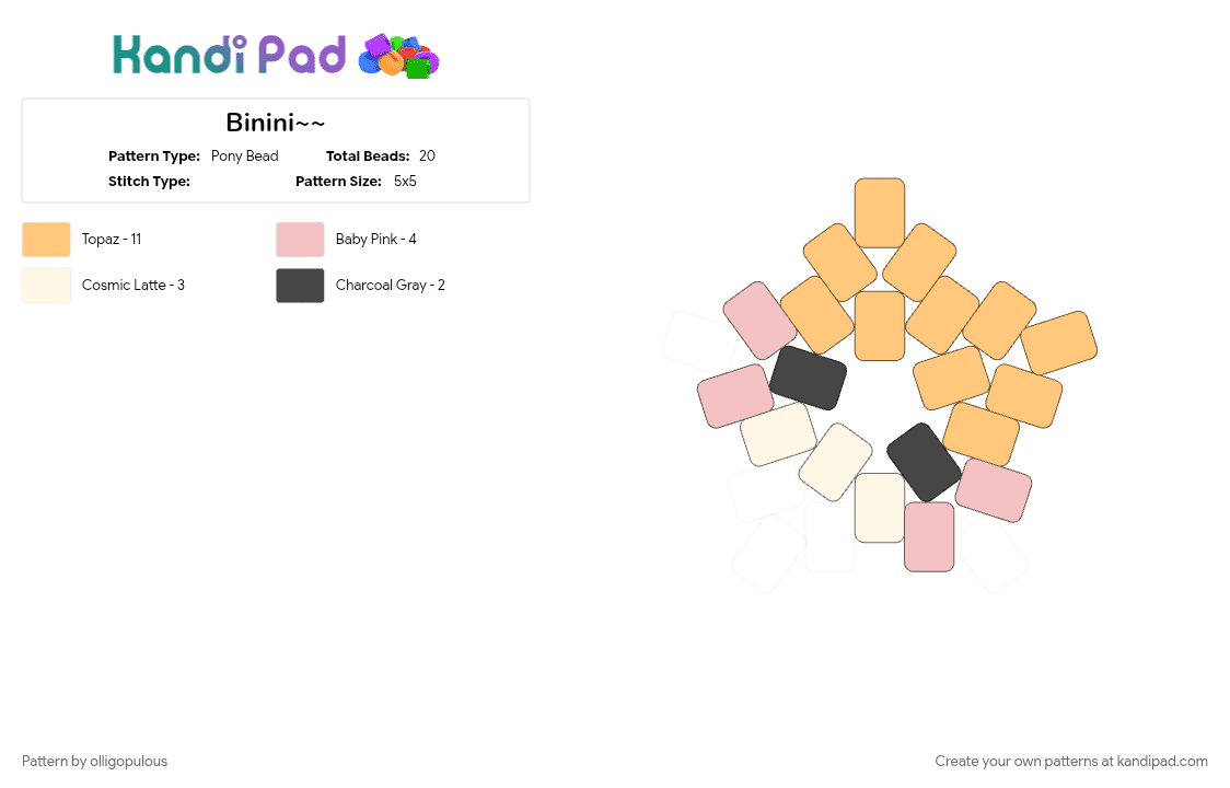 Binini~~ - Pony Bead Pattern by olligopulous on Kandi Pad - binini, hamsters, hanbin, kpop, orange, zb1, zerobaseone, zeroni